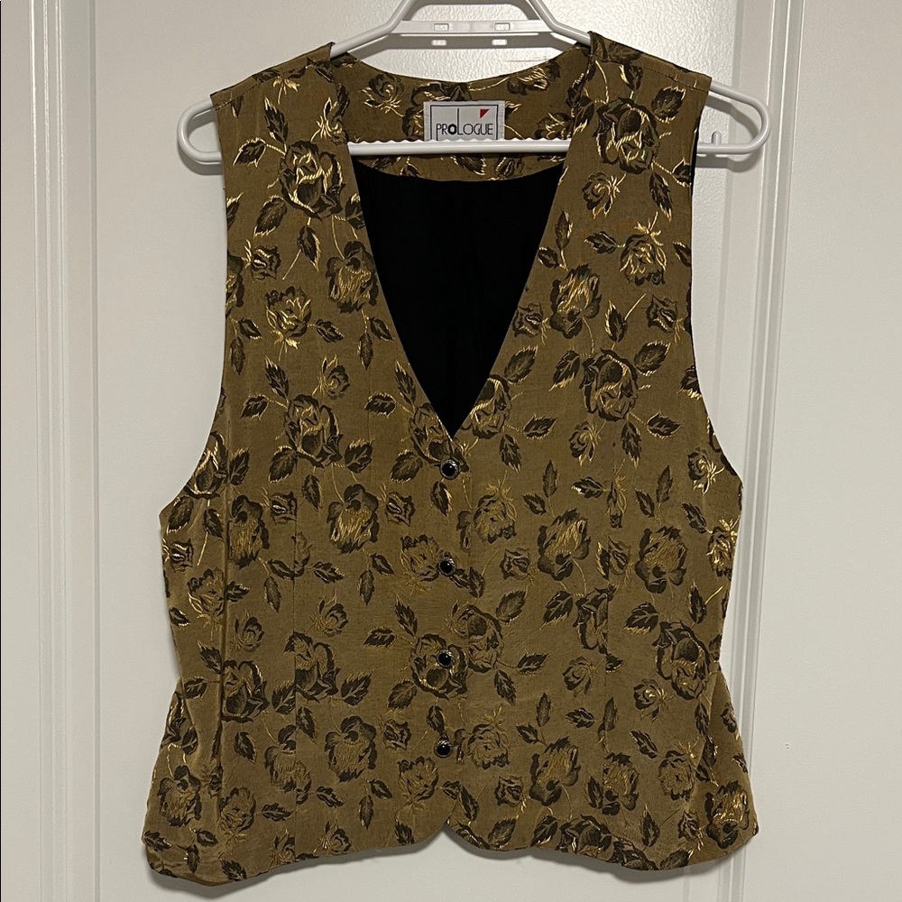Prologue Gold Floral Brocade Vest